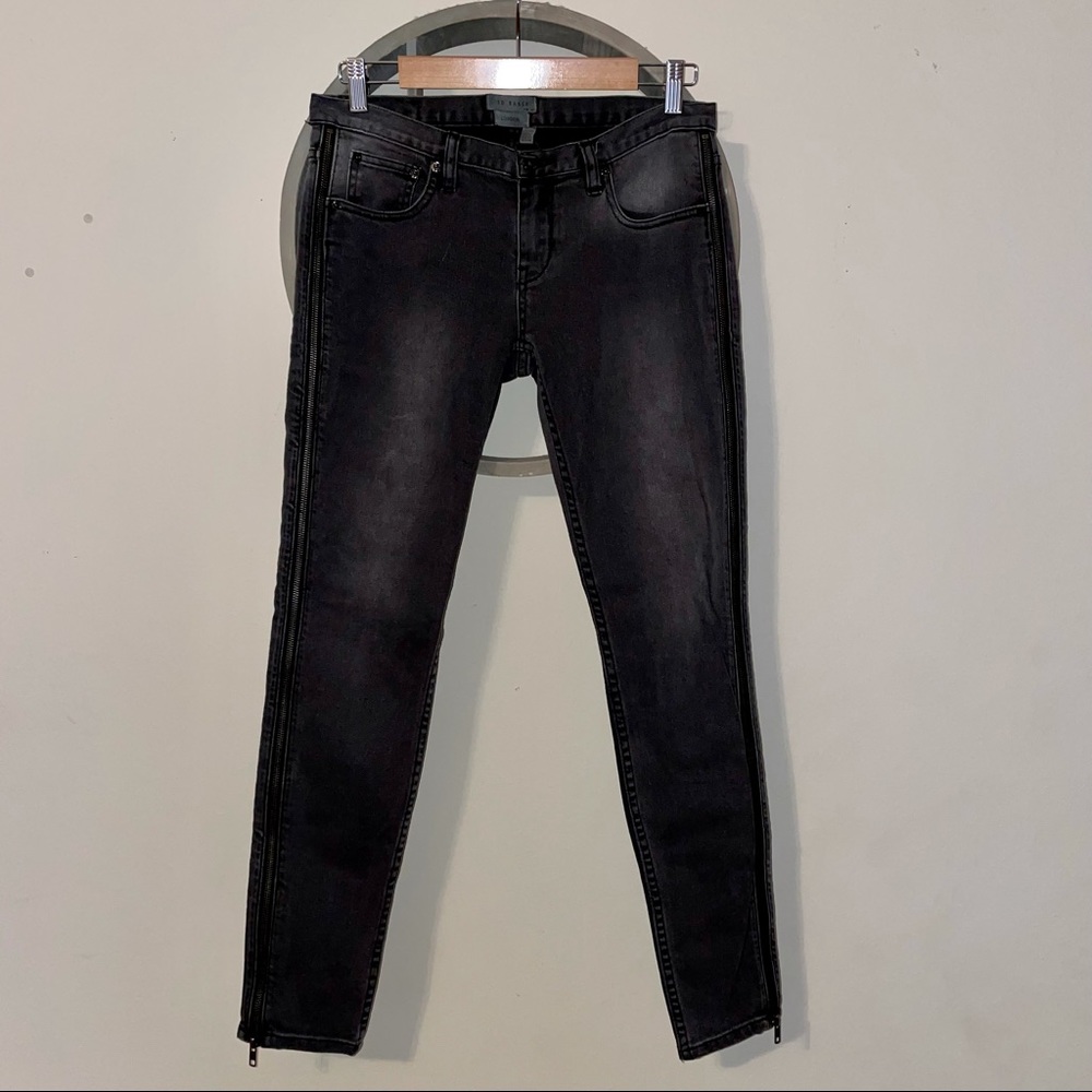 Ted Baker London Black Denim Zip Up Jeans